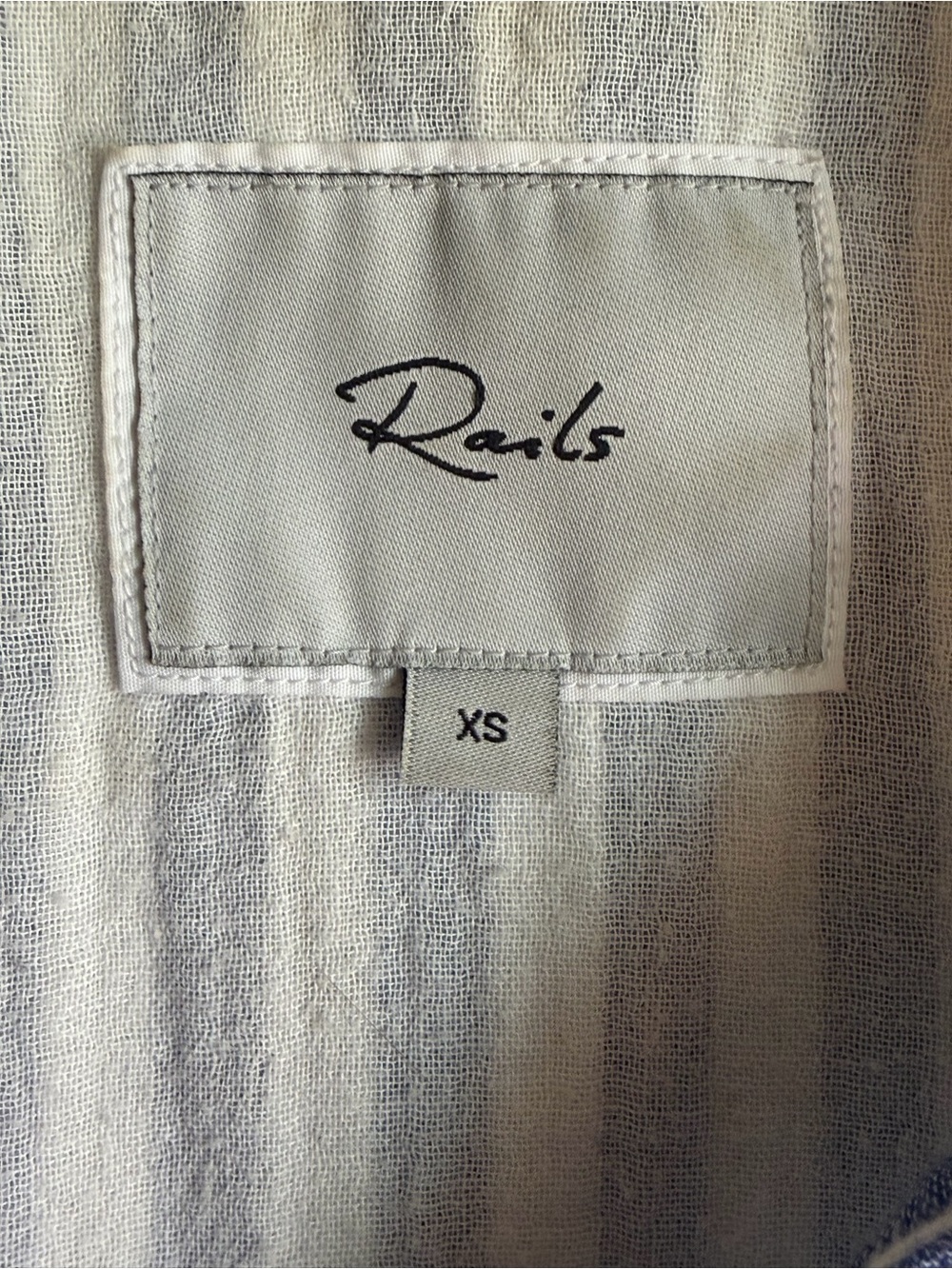 Rails Blue & White Vertical Stripe Button Blouse - Picture 3 of 4